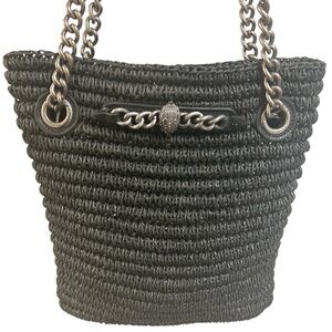 Kurt Geiger Chelsea raffia Tote Bag with matted gun metal strap